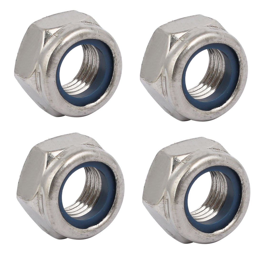 Sourcingmap 4pcs M12 x 1.5mm Pitch Metric Fine Thread 304 Stainless Steel Hex Lock Nuts