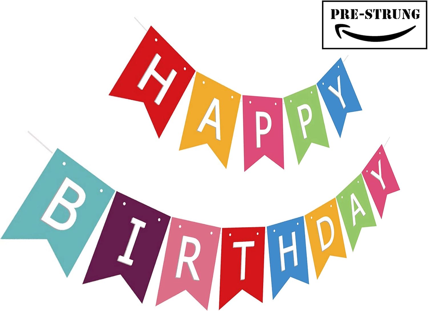 Amazon Com Ready To Hang Happy Birthday Banner Bunting Pre