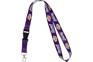 Desert Cactus LA Lakers Lanyard Keychain Detachable NBA Breakaway Snap Buckle National Basketball Association Car Keys ID Badge Holder Los Angeles (Lanyard 2)