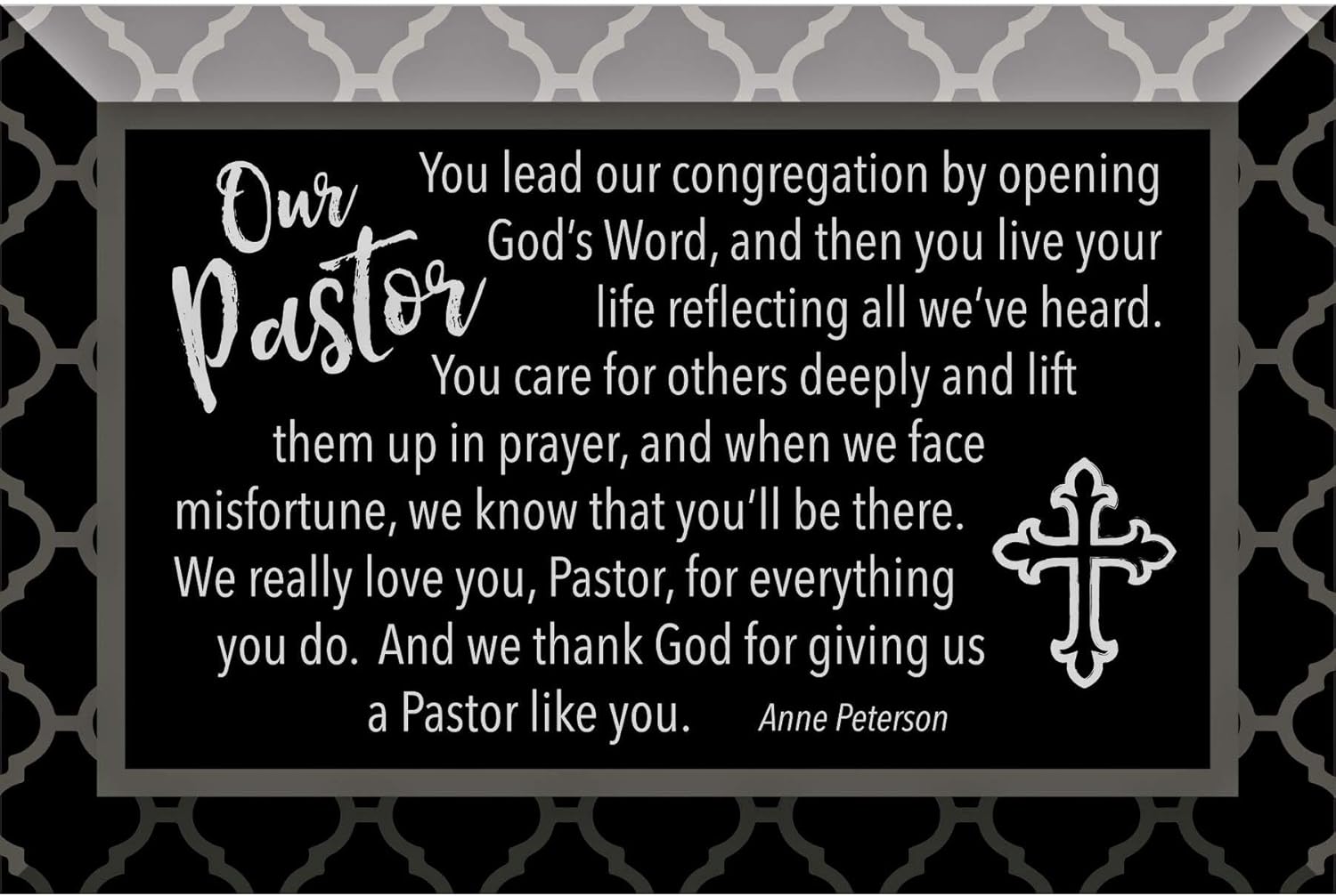 Pastor Glass Plaque with Inspiring Quotes 4