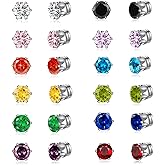 Spiritlele 12 Pairs Colors Cubic Zirconia Magnetic Earrings Set Clip on Non Piercing Earrings Unisex