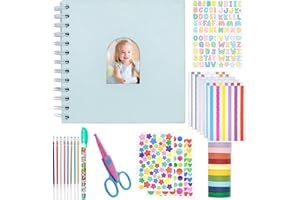 ABLUS Kid Scrapbook DIY Photo Album Hard Cover Scrapbook Kit for Kids Instant Camera Print Paper with DIY Accessories (Blue)