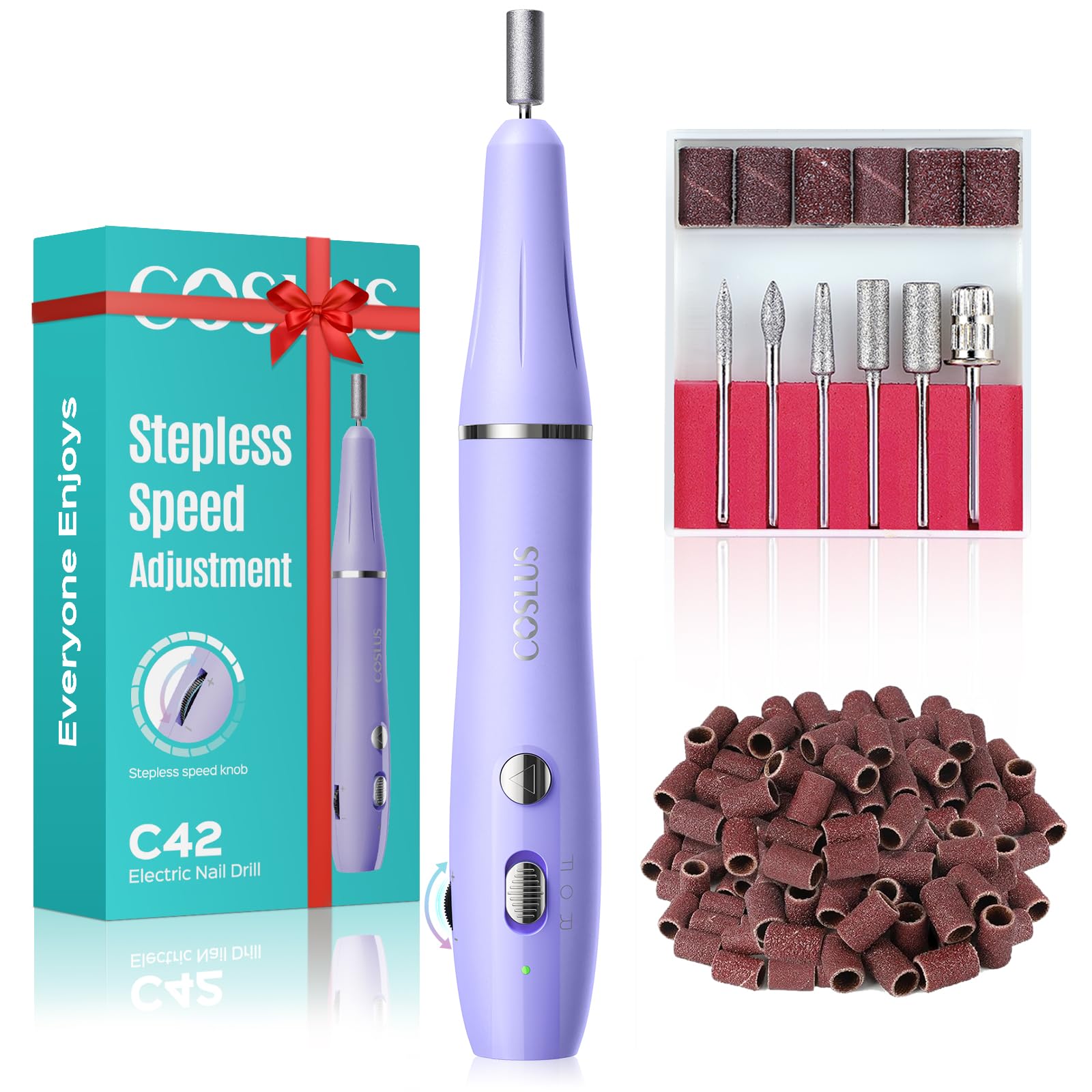 Photo 1 of ***FACTORY SEALED***COSLUS Cordless Electric Nail Drill File: Nail Drill Machine with Stepless Speed Knob for Acrylic Gel Dip Powder Polish, Professional Portable Manicure Pedicure Rechargeable for Home Salon Use Purple