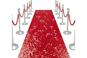 PartyDelight Red Carpet Runner for Party Wedding Aisle 2FTx15FT Sequin Carpet Sparkly Rug for Ceremony Indoor Outdoor Engagement Decoration