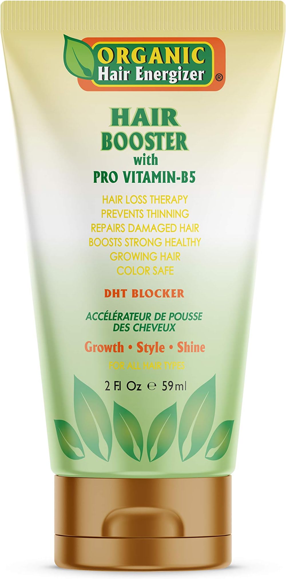Organic Hair Growth Booster - Pro Vitamin-B5, DHT-Blocker, Sulfate-Free & Paraben-Free - for Thinning & Receding Hair - Color Safe for Men, Women & Teens, 2 fl oz
