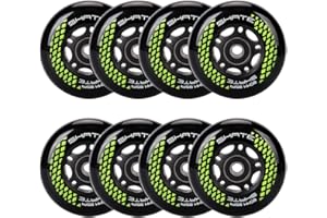 KUTRICK 8 Pack Inline Skate Wheels 72mm, 76mm, 80mm - ABEC9 Bearing - 85A Durometer PU - Compatible with Rollerblade, Roller Derby, K2 Skate (Black, 80MM)