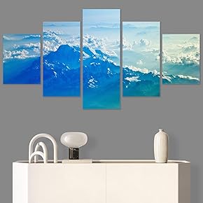 SIGNWIN 5 Panel Canvas Wall Art Blue Sunset...
