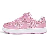LUCKY STEP Kid's Glitter Walking Shoes Shiny Sparkly Sequins Fashion Sneakers Hook and Loop Athletic Unisex-Child Casual Running for Children/Boys/Girls
