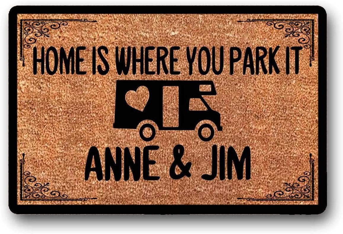 WYFKYMXX Home is Where You Park It, Personalized, Coir Door Mat, Rv, Motorhome, Camper Doormat 18" x 30"
