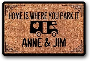 WYFKYMXX Home is Where You Park It, Personalized, Coir Door Mat, Rv, Motorhome, Camper Doormat 18" x 30"
