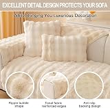 SHANNA Thick Rabbit Plush Sofa Cover 1 2 3 Seater Cream 70x90cm view 2