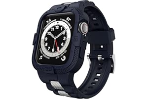 GELISHI Bands Compatible for Apple Watch Band 45mm 44mm 42mm, Men Sport Rugged Band with Protective Case for Watch Series 9 8 7/Series 6 SE 5 4 3, Blue