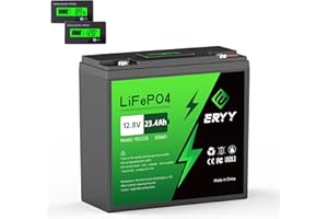 ERYY 12V 23.4AH(30A) LiFePO4 Battery, Deep Cycle Rechargeable Lithium Battery Built-in 30A BMS, 5000+ Cycles, Perfect for Sol