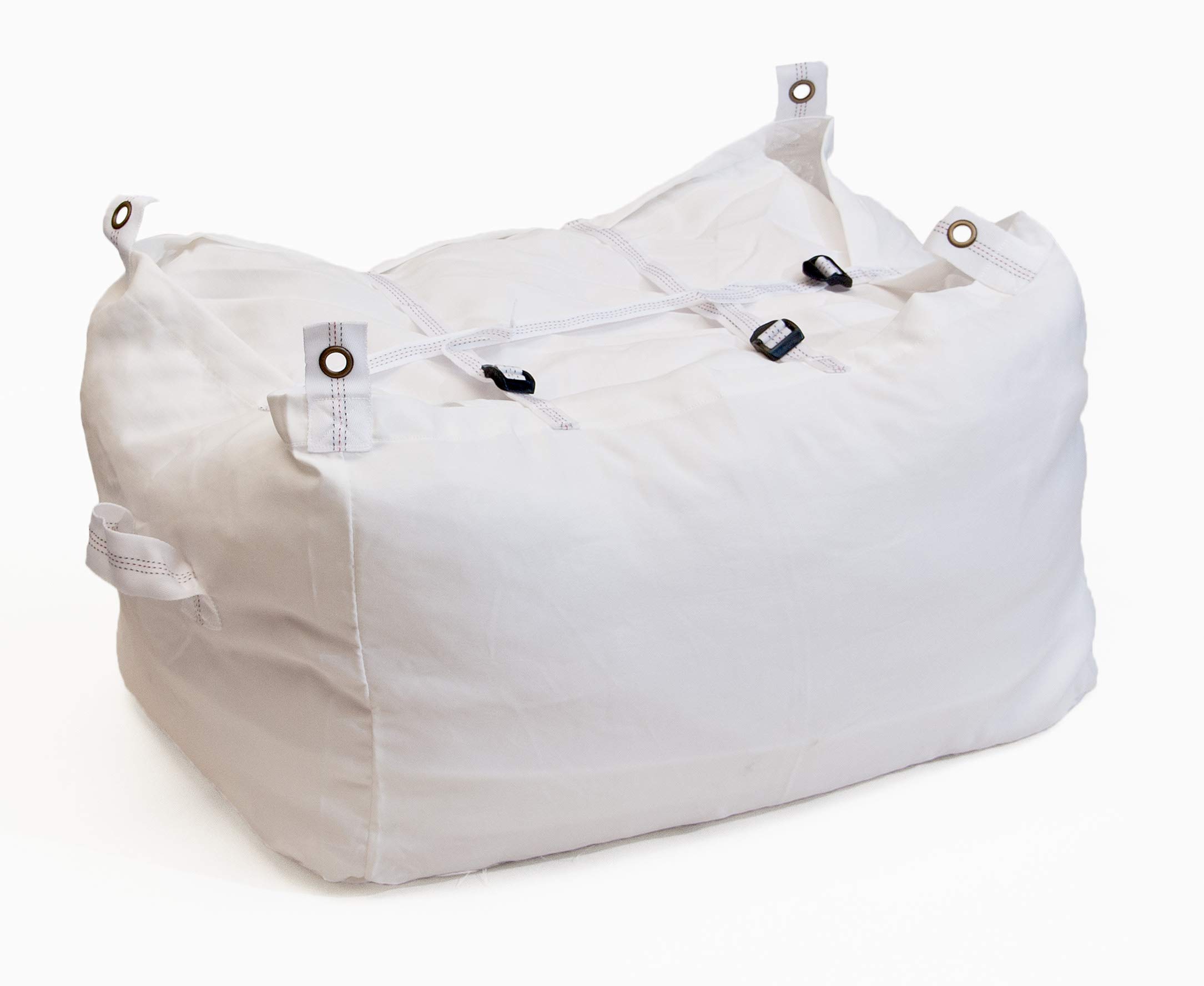 Heavy Duty Commercial Laundry Bag – Large Washable Linen Hamper Bag, Ideal for Hotels, Gyms, Hospitals & Care Homes. Secured with three buckle straps- Large capacity. (White)