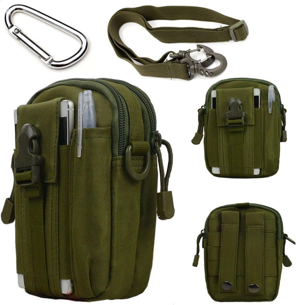 TEZONG Multi-Function Tactical Waist Pack Military Small Pocket Portable EDC Vape Pouch Outdoor Camping Cycling Hiking Pouch Tool Holder Purse Phone Case with Strap