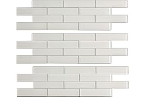 Aspect Peel and Stick Backsplash 12.5in x 4in Subway Frost Matted Glass Tile for Kitchen and Bathrooms (3-Pack)