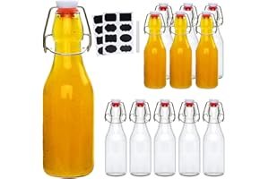 Accguan 8oz Glass Bottle,Beer Bottle with Flip-top Airtight Lid for Kombucha, Kefir, Vanilla Extract, Beer, Beverages, Oil, Vinegar, Beer, Soda,Leak Proof(12pcs)