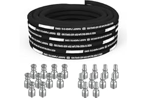 SERABETTO 100 Ft 2-Wire 1/2 Inch Hydraulic Hose with 10 JIC 37° + 10 NPTF Fittings) - 6090 PSI, 4-Layer Steel Braided, -22°F to 248°F Temp Range, Heavy-Duty Industrial Grade