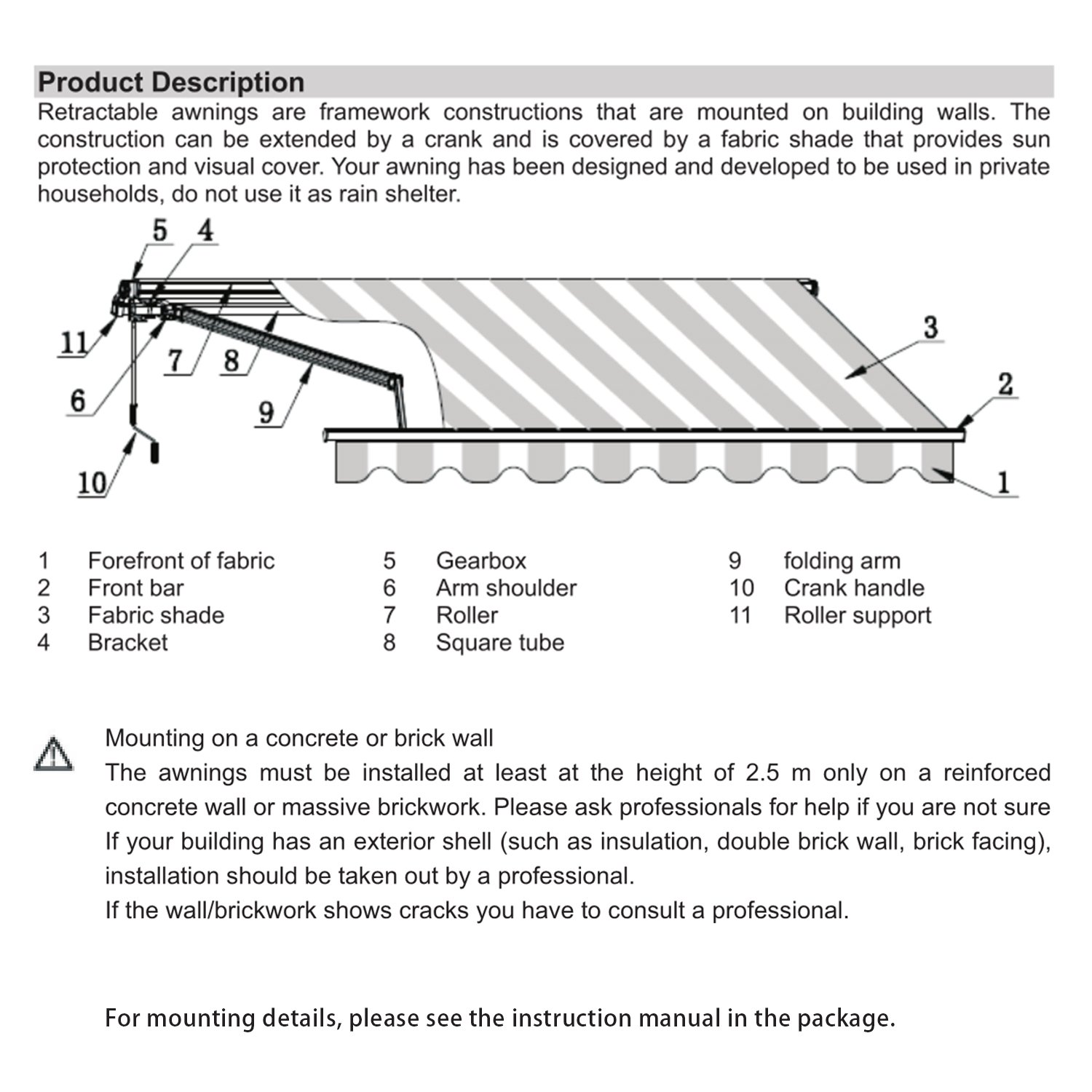 Outsunny 4m x 2.5m Garden Manual Patio Awning Retractable Sun Canopy