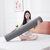 M Mute Touch Body Pillow for Adults, Long Full Body Pillow for Side Sleepers and Pregnancy Support, High Resilience Cylindrical Bolster Pillow with Removable Washable Cover (47"x7.9", Grey)