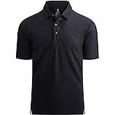 Alex Vando Mens Bubble Jacquard Polo Shirt Super Stretch Short Sleeve Polo Shirts for Men