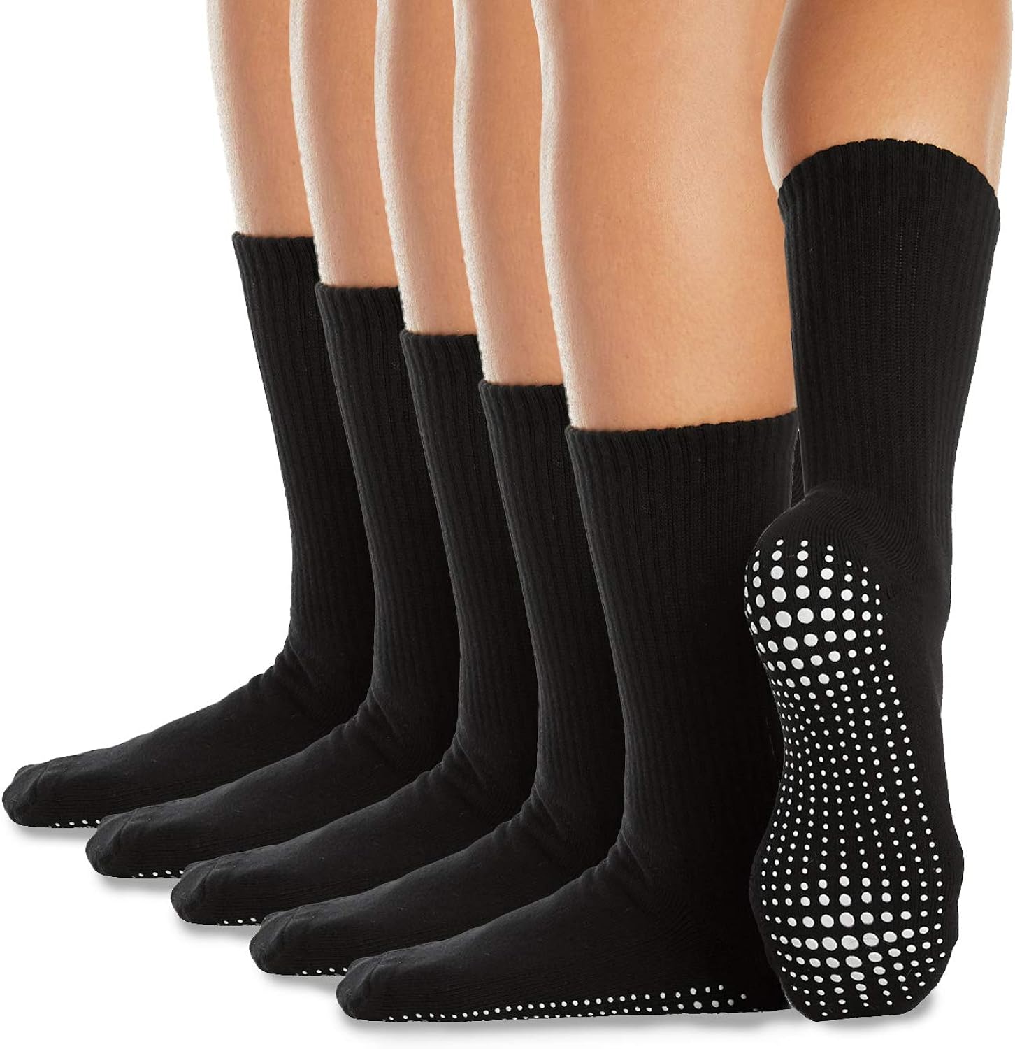 LA Active Grip Socks Cozy Warm Non Slip Crew Socks for Home, Indoor Yoga, and Hospital Men