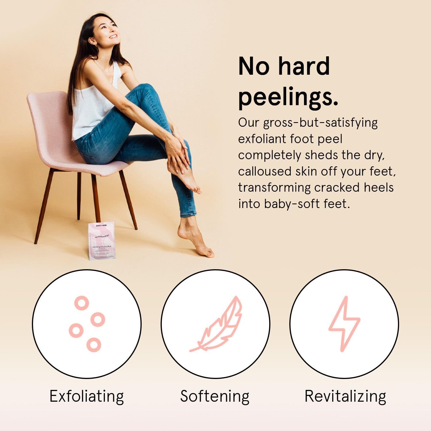 grace & stella Award-Winning Foot Peeling Mask - Foot Peel Masks with Aloe Vera- Moisturizing Foot Masks That Remove Dead Skin, Exfoliating Foot Mask for Dry Cracked Feet (4 Pairs, Unscented)