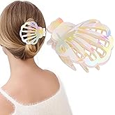 Didder Pearl White Seashell Flat Hair Claw Clips for Women, Summer Mermaid Ocean Themed Beach Pool Party Flat Shell Hair Clip Claws Accessories for Cruise Wear Outfits