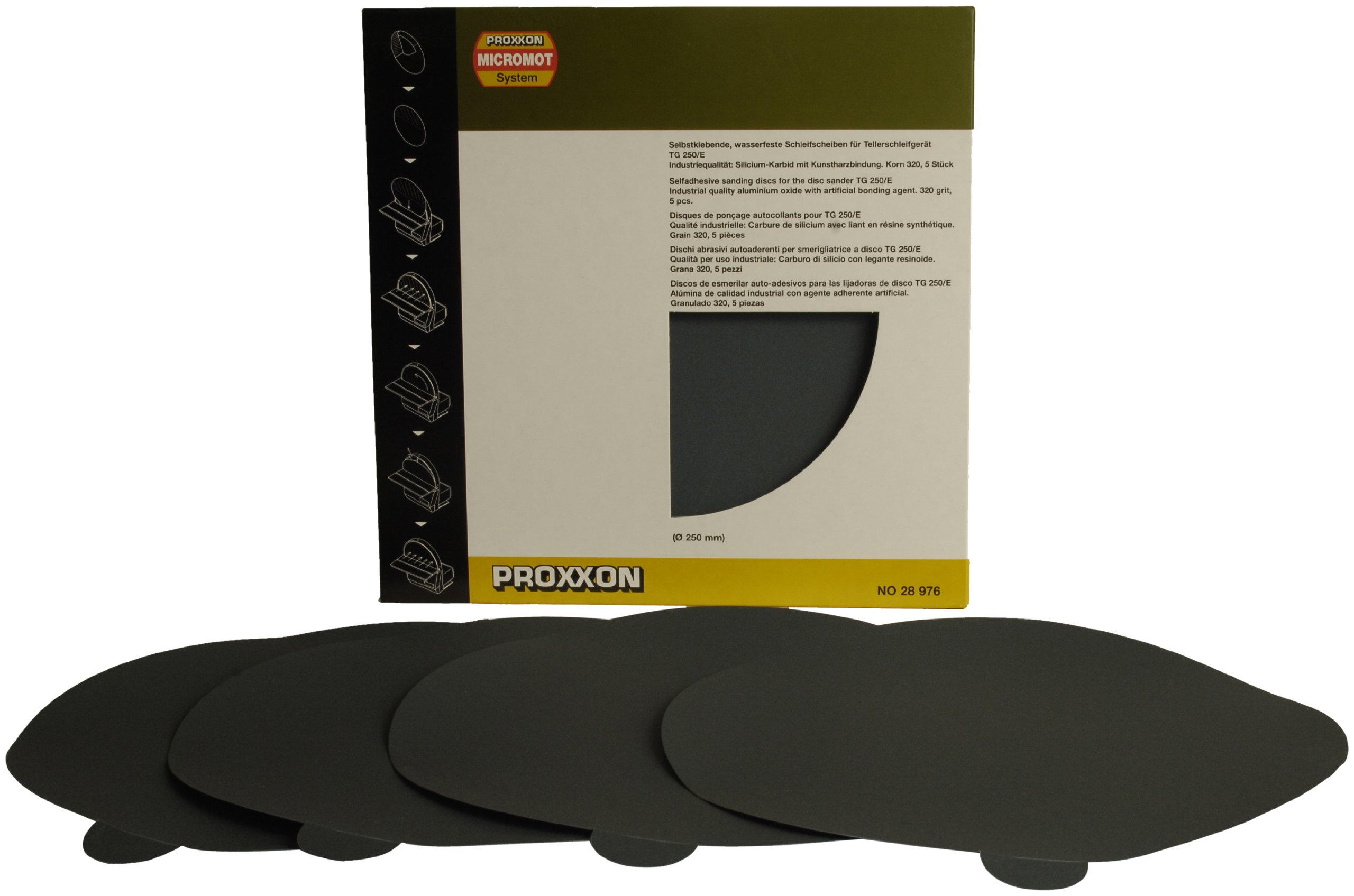 Proxxon 28976 Self-Adhesive Sanding Discs for TGS 250/E Grain 320 Pack of 5 Waterproof
