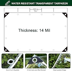 Clear Tarp with Grommets, Transparent Heavy Duty