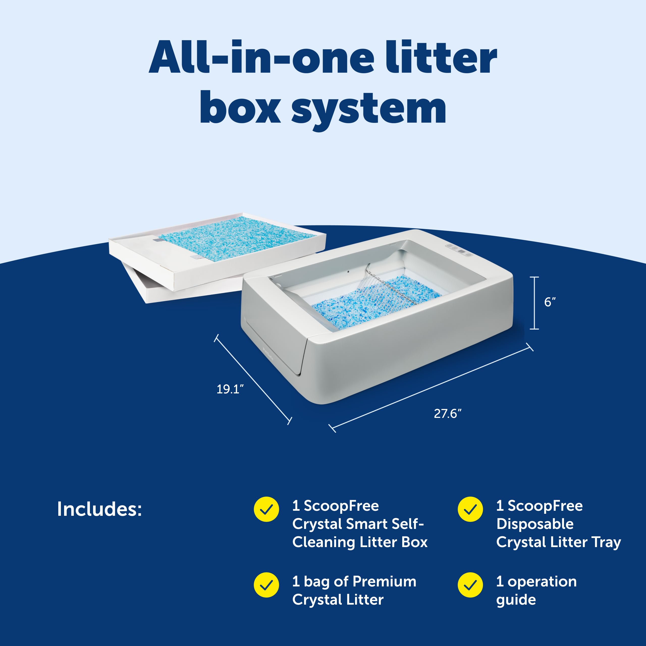 PetSafe ScoopFree Crystal Smart Self-Cleaning Automatic Litter Box - Uncovered Motion-Sensing Cat Box with Integrated Health Counter & App - Includes 1 Disposable Crystal Litter Tray - View 3