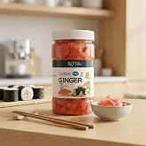 RSD Premium Pickled Sushi Ginger - Japanese Pink Ginger, Vegan, Gluten-Free, No MSG - Organic Sliced Ginger for Sushi, Sliced Gari, Sushi Ingredients, Pickled GInger in a Jar - 12oz
