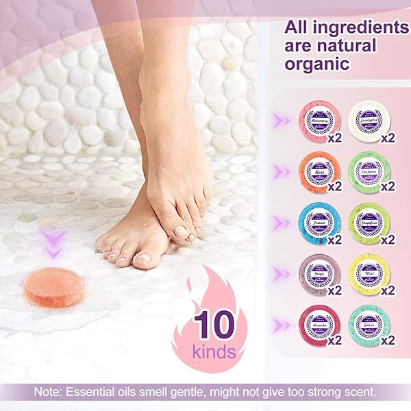 SHOWER STEAMERS, PACK OF 20 AROMATHERAPY SHOWER BOMBS, 10 SCENTS VAPORIZING SPA SHOWER WITH ESSENTIAL OILS, GREAT GIFT FOR BIRTHDAY, VALENTINE’S DAY
