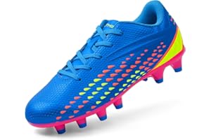 FEETHING Kids Soccer Cleats for Boys/Girls Youth Lightweight Football Shoes for Firm Ground Non-Slip Athletic Cleats for Little Big Kids