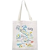 MEIKIUP Italy Vacation Gift Italy Travel Tote Bag Honeymoon Gift Italy Souvenir Shopping Bag Italy Travel Memory Merch