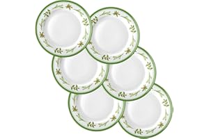 LOYIM 6 Pcs Christmas Melamine Plates Dinner Salad Plates Xmas Tree Dinnerware Xmas Wreath Dishes Holiday Tableware for Dessert Salad Appetizer Birthday Party(Christmas Wreath,10 Inches)
