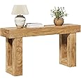 LITTLE TREE 63 Inches Long Console Table for Entryway, Sofa Table Behind Couch, Wooden Entry Table Foyer Hallway Table, Industrial Console Sofa Table for Living Room, Oak Color