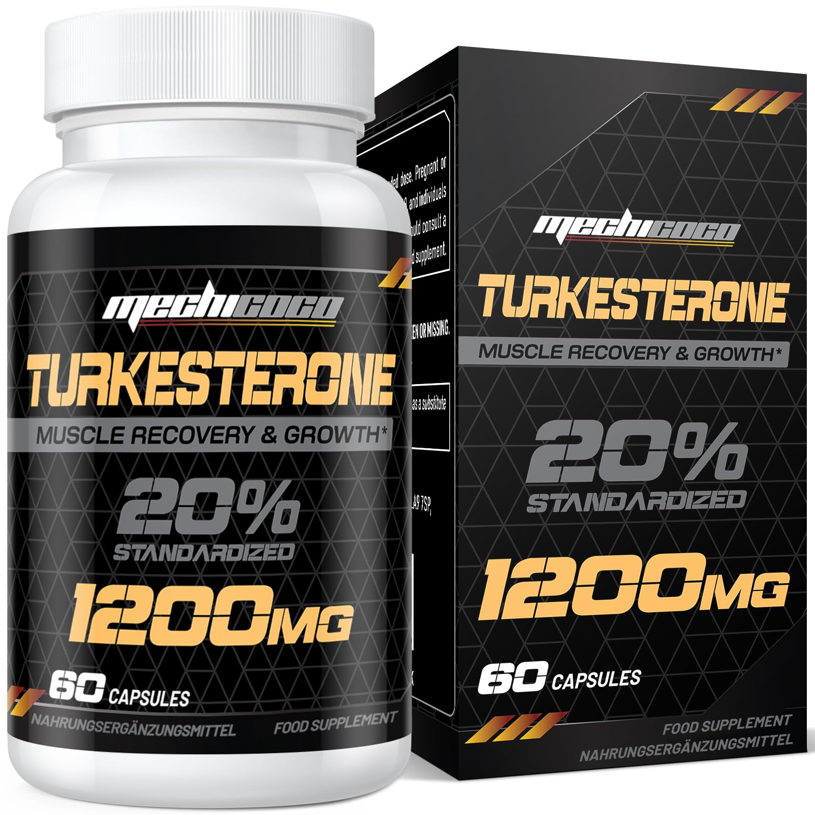 Turkesterone Supplement 1200mg Ajuga Turkestanica Extract - High Strength, Standardized to 20% Turkesterone, Muscle Growth & Strength - Vegan, Free from Soy, Additives