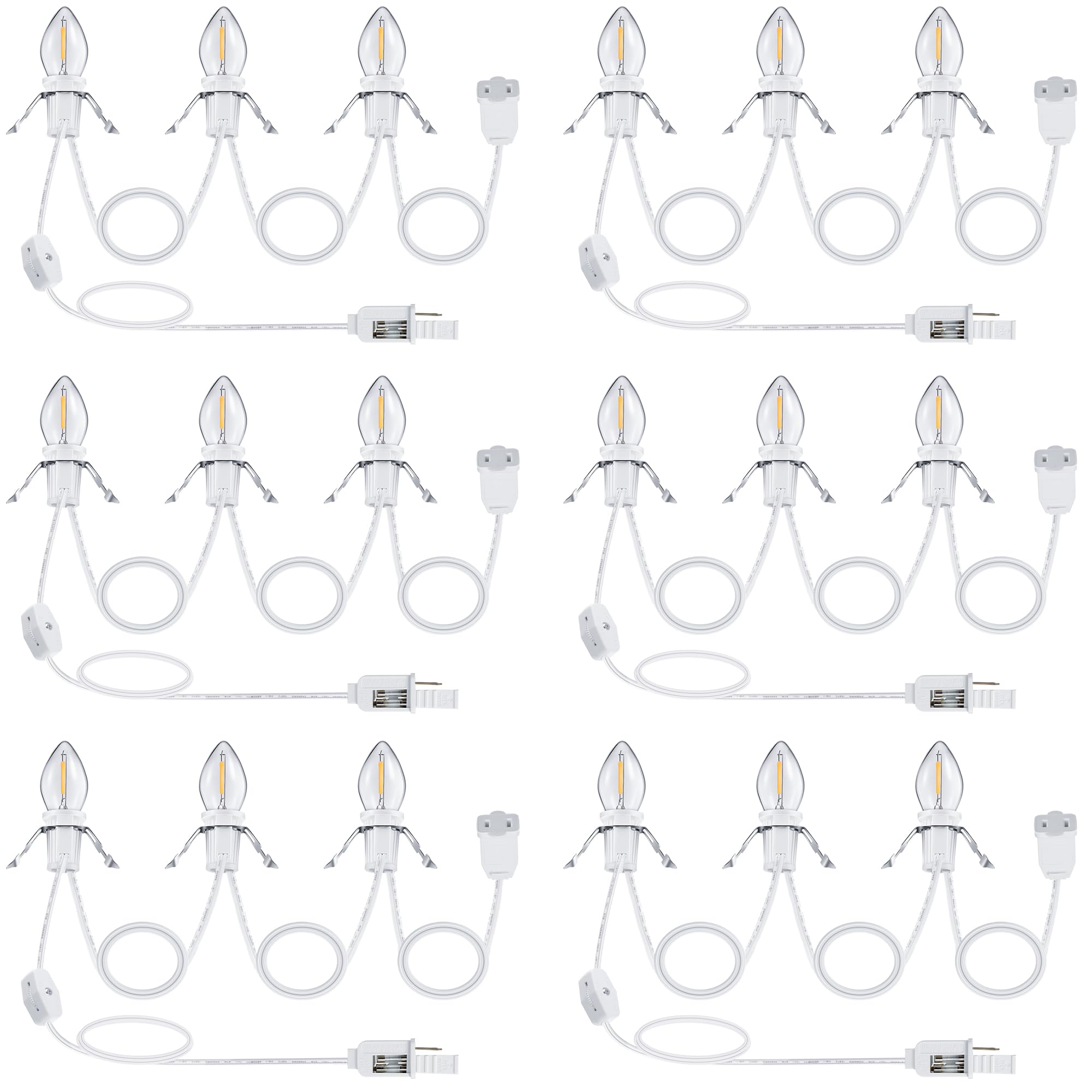 Photo 1 of Meonum Accessory Cord with 3 LED Light Bulbs, 8.2 Ft Indoor Blow Mold Light Cord with Female Plug for Halloween Pumpkins Christmas Village Houses and Craft Projects Decoration, Warm White (6 Pack)