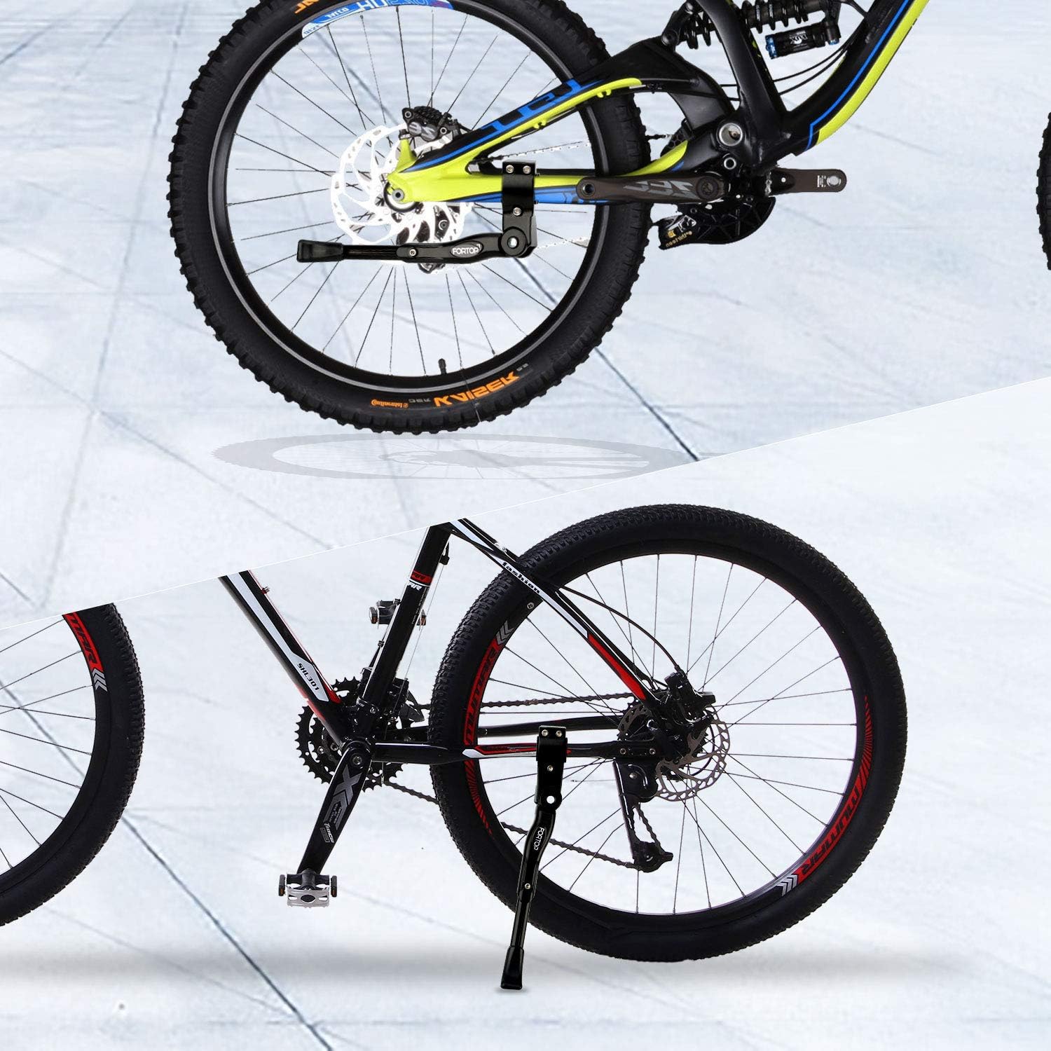 FORTOP Bike Support Bicycle Kickstand Adjustable Aluminum Alloy for 22" 24" 26" 28" Mountain Bike/Road Bicycle/BMX/MTB/City Commuter Bike/Kids Bike/Sports Bike/Adult Bike/700 Road Bike: Home Improvement