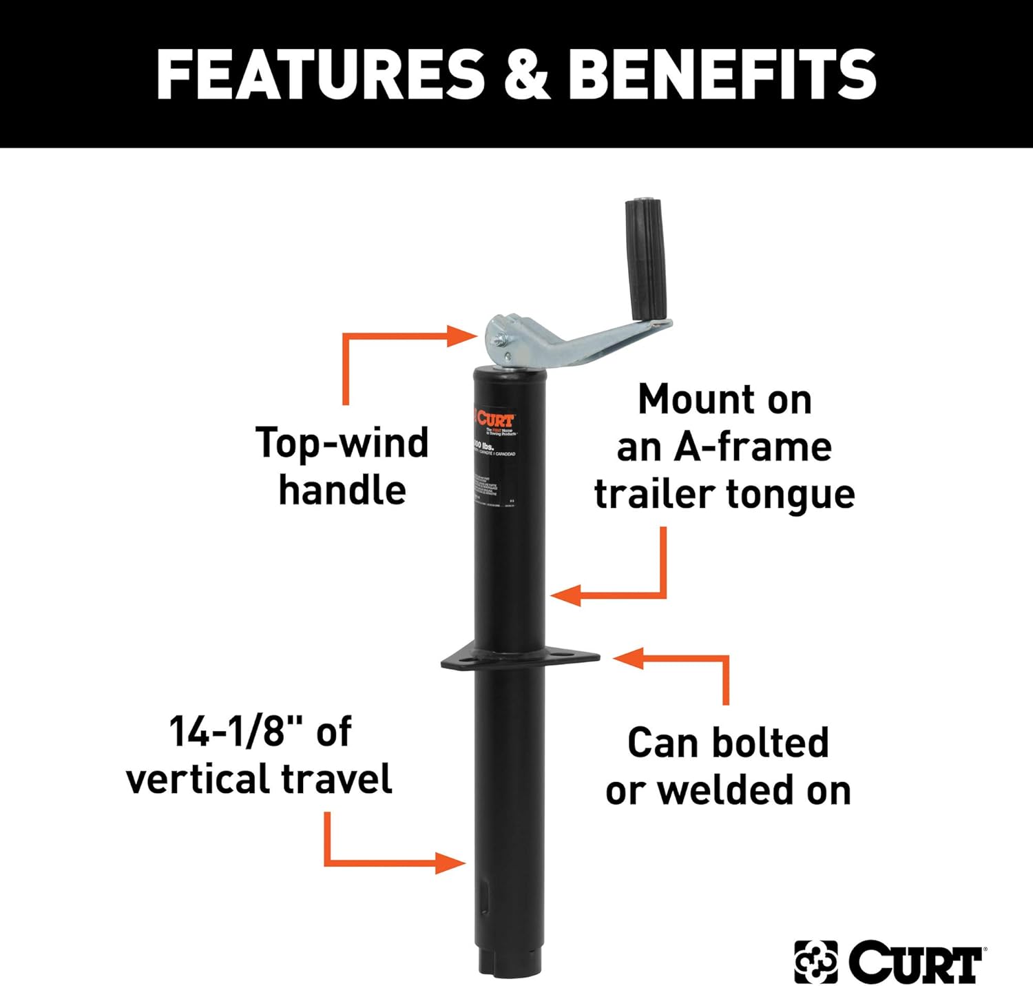 CURT 28250 A-Frame Trailer Jack, 5,000 lbs, 14-1/8 Inches Vertical Travel: Automotive