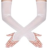 zeasciosd Women's Long Fingerless Sheer Gloves Tulle Mesh Gloves for Wedding Bridal Opera Party Halloween Costume