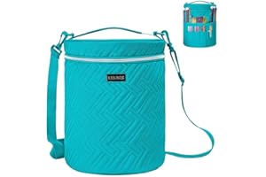 Leudes Yarn Bag, Crochet Tote Knitting Bag Water Resistant Yarn Storage Organizer Holder Case for Crochet Hooks Needles Knitting Kit for Beginners (Turquoise)