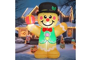 GOOSH 5 FT Christmas Inflatables Gingerbread Man Outdoor Christmas Decorations Blow Up Yard Decor with LED Lights for Xmas Holiday Party Indoor Garden Lawn Décor