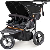 Out&rsquo;n&rsquo;About Nipper V5 Double Stroller &amp; Rain Cover, Slim All-Terrain Jogger | 28" Wide, Side-by-Side Twin, 12" Air-Filled Tires, Suspension, Lightweight, Compact Fold, Newborn to 4 Yrs, Summit Black