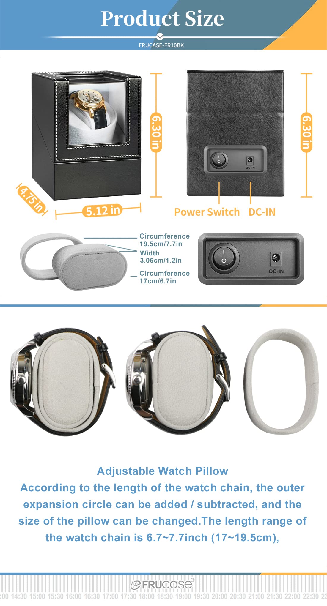FRUCASE Watch Winder for Automatic Watches Watch Box Automatic Winder Japanese Motor with Battery Option