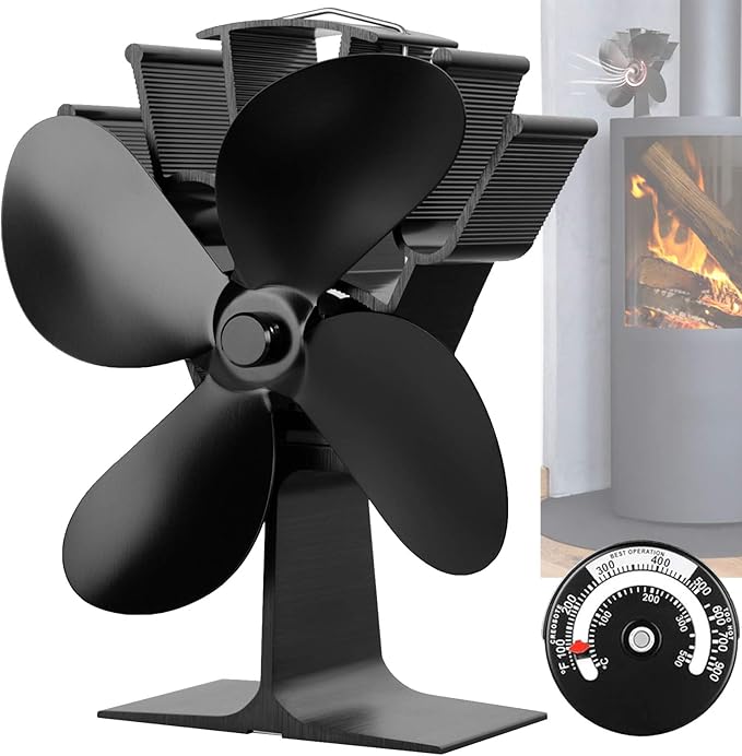 Wood Stove Fan 4 Blades Silent Operation Color Black Amazon.co.uk DIY & Tools