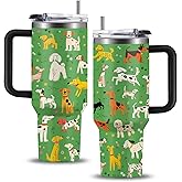 WWHSAI Dog Park 40oz Tumbler with Handle and Straw | Stainless Steel Insulated Double Wall Vacuum Coffee Cup Keeps Drinks Cold & Hot | Leisure Animal Gift for Dog Mom Women Girls on Birthday Christmas