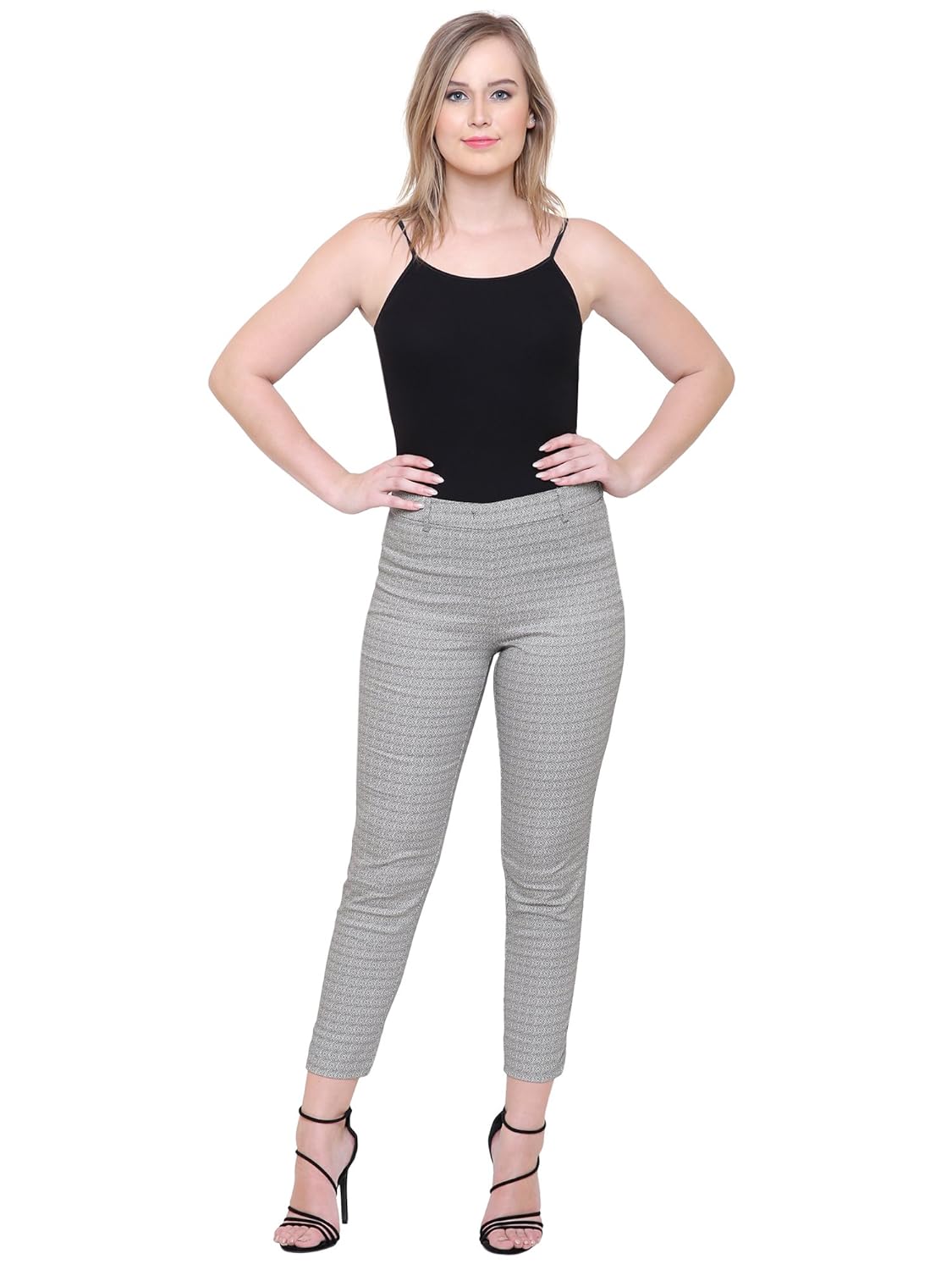 mansicollections beige color black geometric print trouser