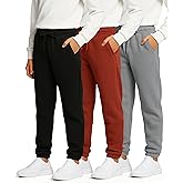Real Essentials 3 Pack: Boys' Fleece Athletic Jogger Sweatpants - Kids Teens Active Athletic Pants with Pockets (Size 6-20)